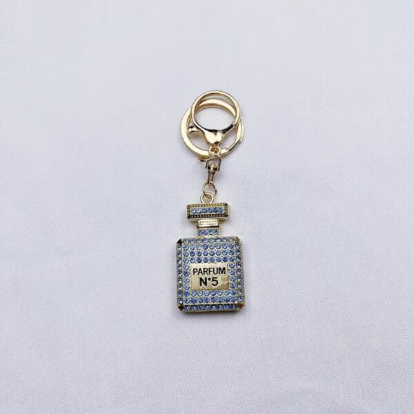 Wholesale Diamond-Encrusted Perfume Bottle Accessory Temu Gift Car Key Amazon Cross-Border Metal Keychain Key Pendant for Festivals