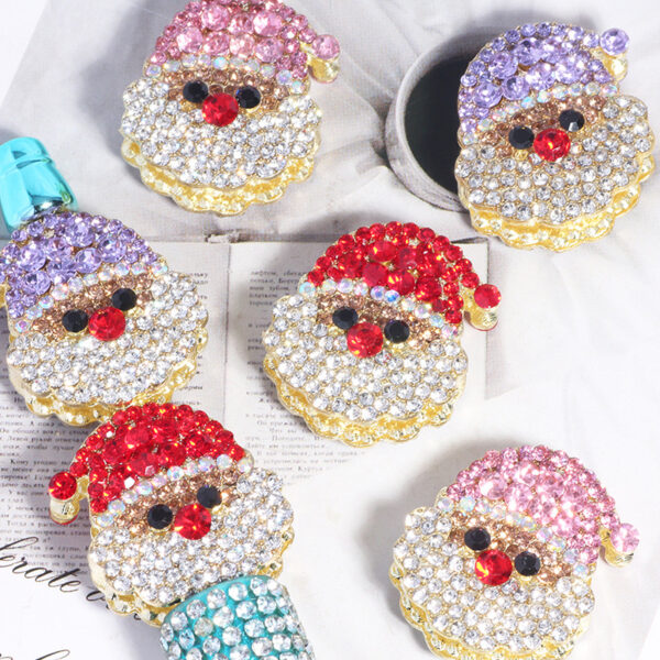 Wholesale Cute alloy Santa Claus, fully rhinestone-encrusted, straight-hole beads for DIY Mobile Phone/KeyChain/Bag Chain Accessories