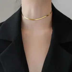 Wholesale PVD Coated Real Gold Plated 18K Gold Solid Color 304 Stainless Steel IG Style Waterproof Non Tarnish 304 Stainless Steel Choker