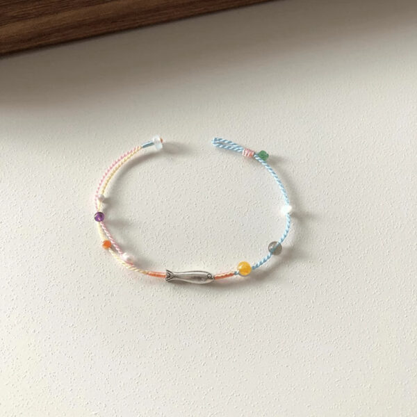 Wholesale "Small Ornament" Niche Design Small Fish Woven Rope Bracelet New Chinese Ethnic Style Simple All-match Bracelet for Girlfriends