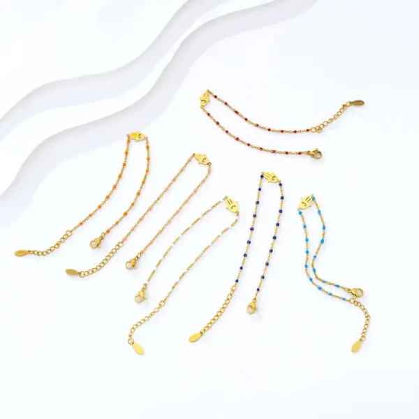 Wholesale Fashion Devil's Eye Palm Stainless Steel Inlay Beads Bracelets