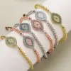 Wholesale Ins Style Devil's Eye Copper Plating Inlay Zircon 18k Gold Plated Bracelets