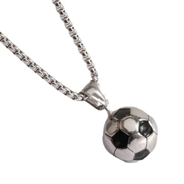 Wholesale Simple Style Football Titanium Steel Polishing Pendant Necklace