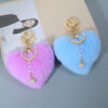 Wholesale Autumn and winter love fur ball pearl keychain peach heart bag pendant car accessories plush pendant small gifts