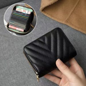 Black [18 card slots + 2 change slots] v stripe / 11*7.5*2cm
