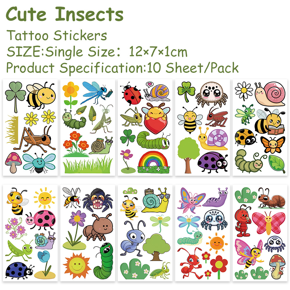 Wholesale 10 Sheets/Pack of New Cross-Border Cartoon Cute Animal Tattoo Stickers for Party Decoration, Arm and Face Stickers
