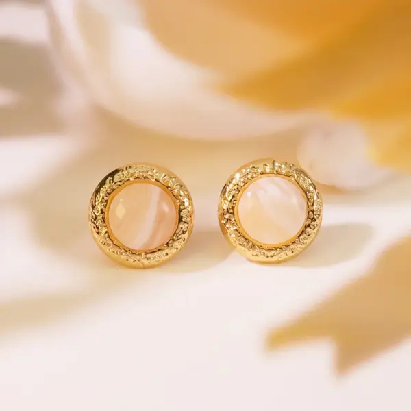 Wholesale 304 Stainless Steel Plastic Geometric Electroplating Imitation Gold Elegant Vintage Style Ear Studs