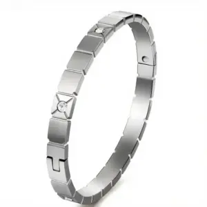 39B-B-8 Steel Color Square Diamond Bracelet