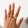 Wholesale PVD Coated Real Gold Plated Geometric 304 Stainless Steel Retro Vacation Commute Waterproof Non Tarnish Rings