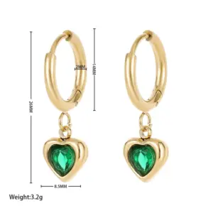 Earrings Golden Green Diamond / 40+5cm