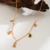 Wholesale Copper 14K Gold Plated Inlay Crown Mermaid Zircon Pendant Necklace
