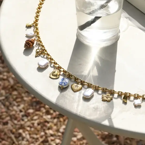 Wholesale 304 Stainless Steel Starfish Conch Flower PVD Coated Real Gold Plated Casual Marine Style Modern Style Waterproof Non Tarnish Waist Chain