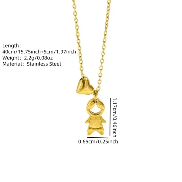 304 Stainless Steel Human Heart Shape Lock PVD Coated 18K Gold Plated Elegant Wedding Vacation O-shaped Chain Lobster Trigger Clasp Closure Gold Pendant Necklace