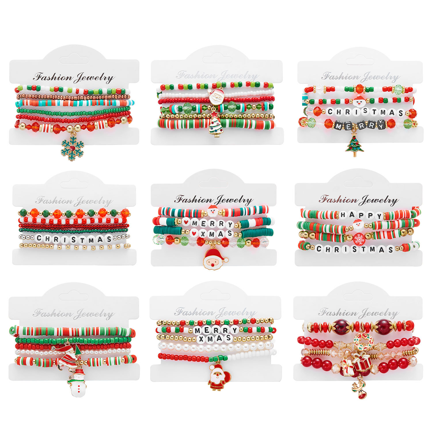 Wholesale Factory direct Christmas new combination bracelet cross-border Europe and the United States soft clay bracelet suit