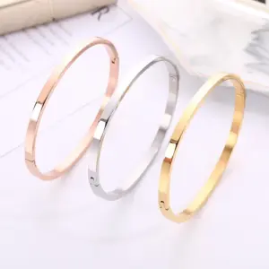 Wholesale Modern Style Solid Color Stainless Steel Bangle In Bulk