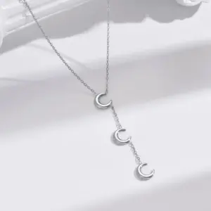 Wholesale PVD Coated Real Gold Plated 14K Gold Moon 304 Stainless Steel Simple Style Waterproof Non Tarnish 304 Stainless Steel Necklace