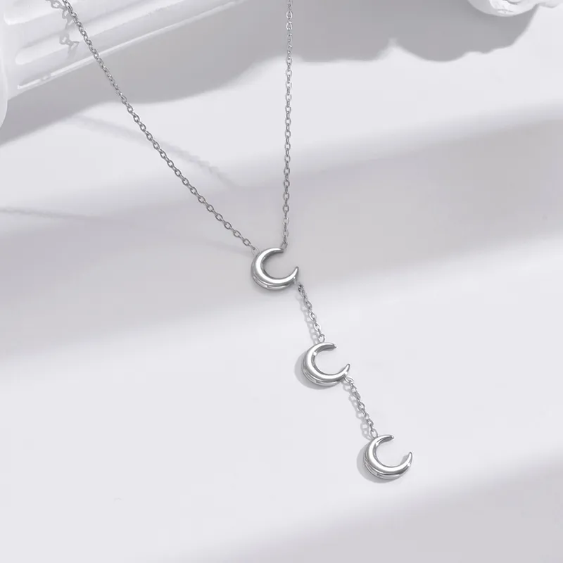 Wholesale PVD Coated Real Gold Plated 14K Gold Moon 304 Stainless Steel Simple Style Waterproof Non Tarnish 304 Stainless Steel Necklace