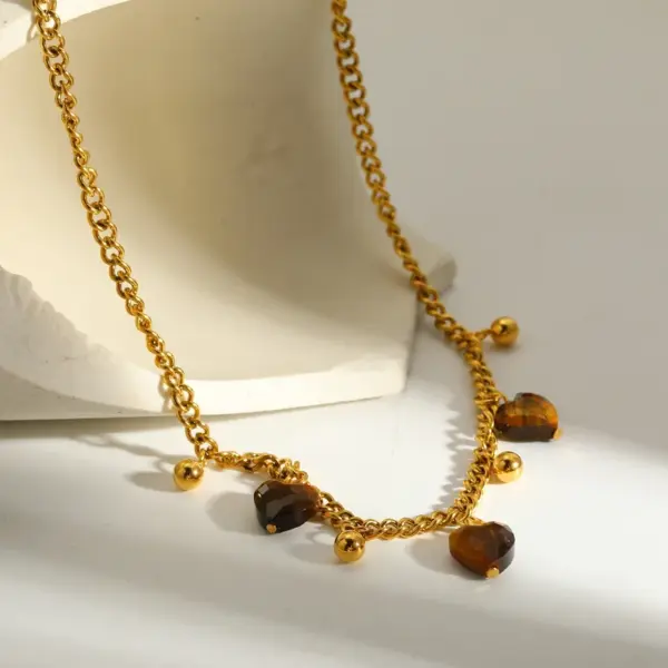 Wholesale 18K Gold Plated 304 Stainless Steel Vacuum Electroplating (In Furnace) Sun Heart Shape Simple Style Cable Chain/Cross Chain/O Chain Pendant Necklace For Women Valentine's Day