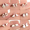 Wholesale PVD Coated 18K Gold Real Gold Plated Animal 304 Stainless Steel Simple Style Waterproof Non Tarnish Ear Studs