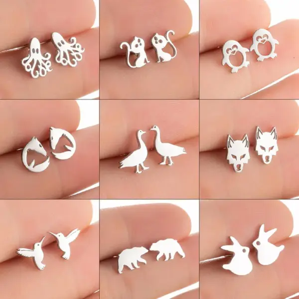 Wholesale PVD Coated 18K Gold Real Gold Plated Animal 304 Stainless Steel Simple Style Waterproof Non Tarnish Ear Studs