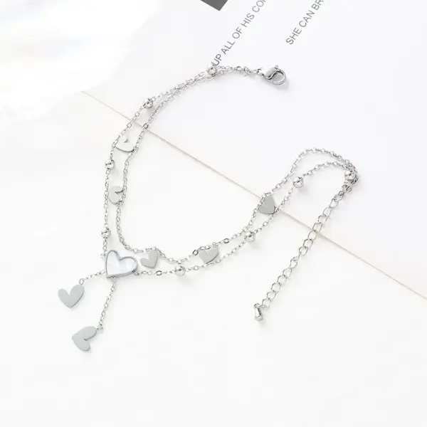 Wholesale 1 Piece Fashion Heart Shape Stainless Steel Shell Water Plating Women'S Anklet