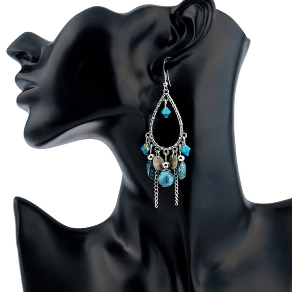 Wholesale European and American Popular Handmade Creative Vintage Carved Earrings Water Drop Beads Tassel Ear Hook Earrings Earrings Stud