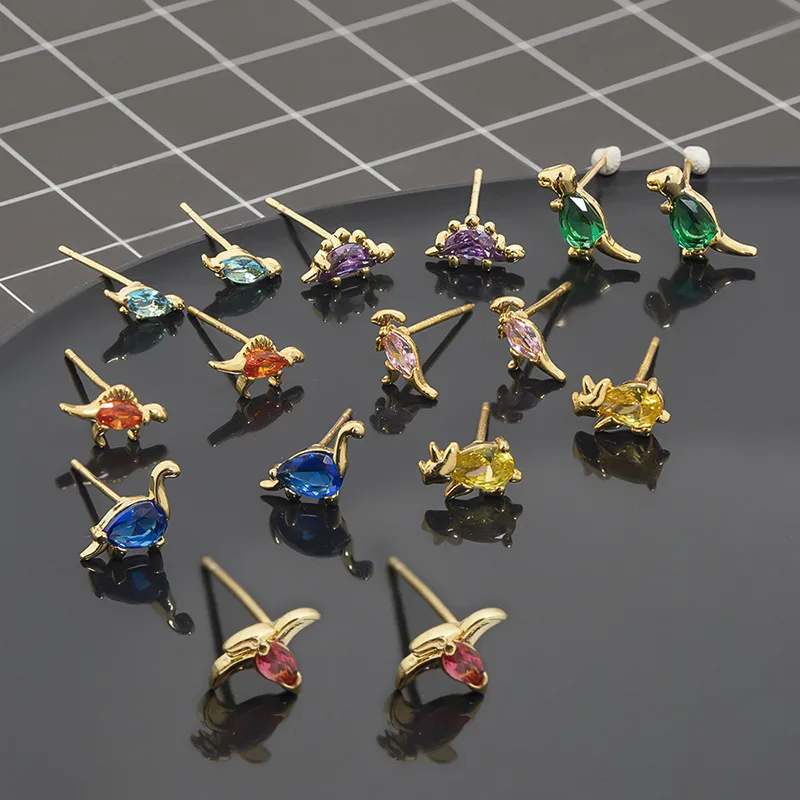 Wholesale Korean Style Animal Copper Gem Copper Earrings