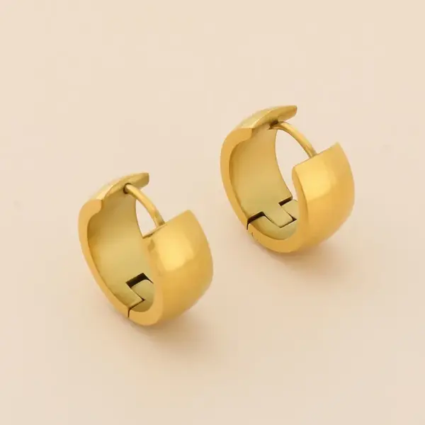 Wholesale 304 Stainless Steel Geometric PVD Coated 18K Real Gold Plated Basic Waterproof Non Tarnish Hoop Earrings