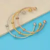 Wholesale PVD Coated 18K Gold Rose Gold Real Gold Plated Solid Color Stainless Steel Retro Waterproof Non Tarnish Bangle