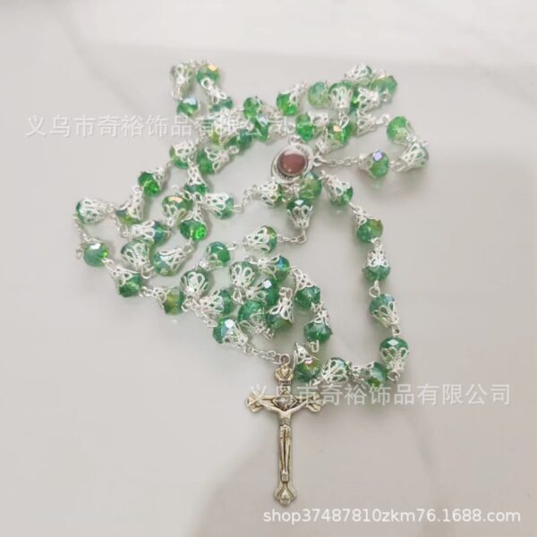 Wholesale Rosary Crystal Bead Cross Pendant Necklace