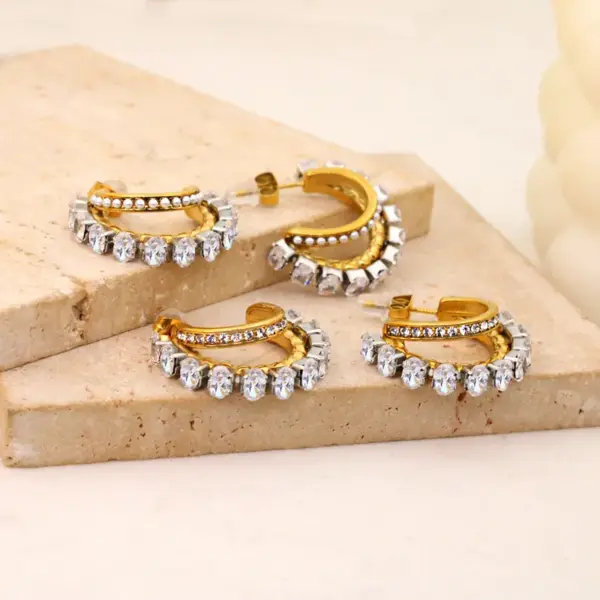 Wholesale PVD Coated 18K Gold Real Gold Plated C Shape 304 Stainless Steel Casual Shiny Waterproof Non Tarnish Ear Studs