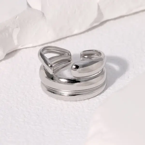 Wholesale PVD Coated Real Gold Plated 18K Gold Lines 304 Stainless Steel Modern Style Simple Style IG Style Waterproof Non Tarnish Open Rings