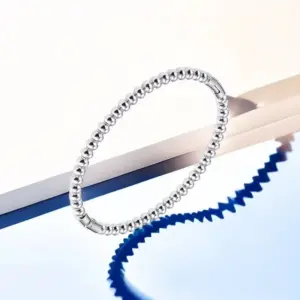 14-B-5 Steel Color round Beads Bracelet