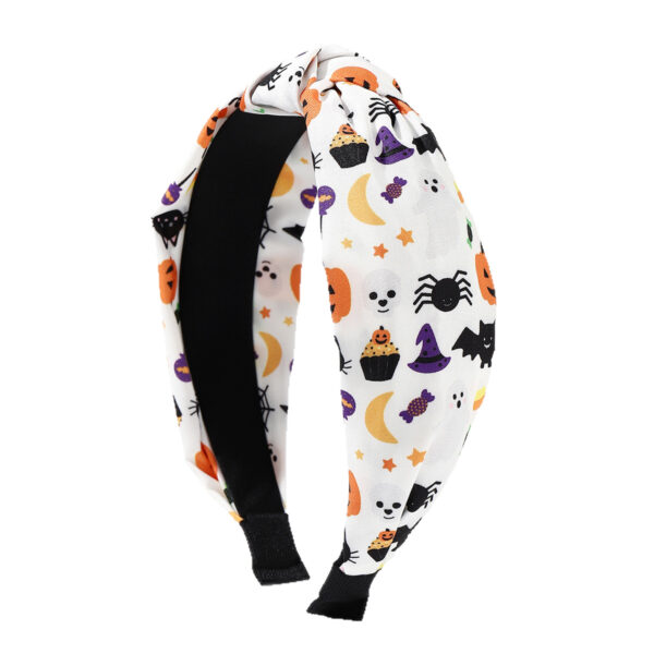 Wholesale Fabric Halloween Spider Skull Pumpkin Knotted Wide Brim Headband