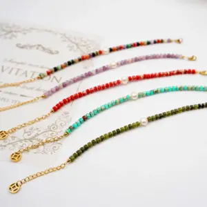 Wholesale Modern Style Classic Style Round Freshwater Pearl Stone Ferroalloy Electroplating Vacuum Plating Gold Plated Colour Bracelets In Bulk