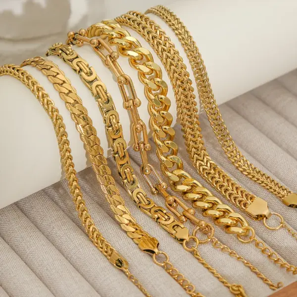 Wholesale Ion Plating (IP) Chains Print 304 Stainless Steel Basic Classic Style Waterproof Non Tarnish 304 Stainless Steel Chain Bracelet