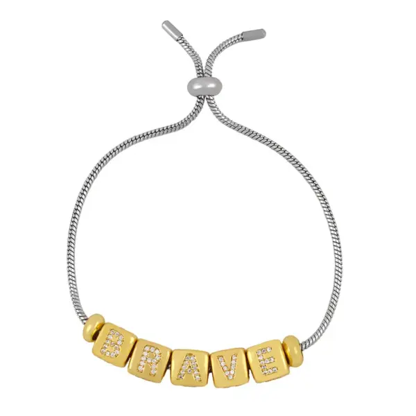 Wholesale Fashion Letter Copper 18k Gold Plated Artificial Gemstones Bracelets In Bulk