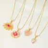 Wholesale Ion Plating (IP) 18K Gold Plated Geometric Heart Shape Flower 304 Stainless Steel Elegant Cute Pendant Necklace