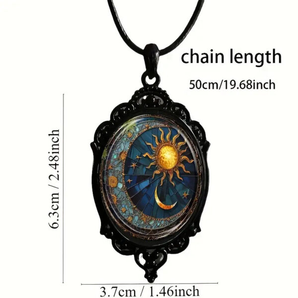 oly-3267b47bb974bf543f9f82ee42eb7979 Wholesale Charming Oval Glass Pendant Necklace-Sun and Moon Jewels in a Charming Black Frame