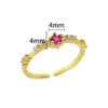 304 Stainless Steel Flower Zircon Simple Style Classic Style Open Rings