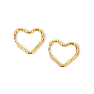 Wholesale Romantic Heart Shape Gold Plated 304 Stainless Steel PVD Coated Earrings