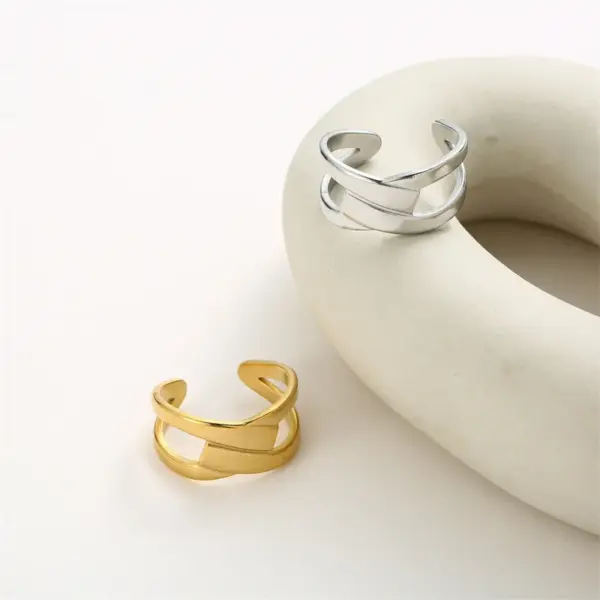 Wholesale Fashion Geometric Titanium Steel Ring Non-Fading Women's High-End Luxury Open Stainless Steel Ring Color-Block Solid Color Elegant Ring