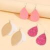 Wholesale Sequined teardrop leopard print earring set