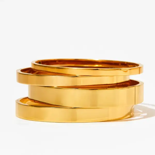 PVD Coated Real Gold Plated 16K White Plating Solid Color 304 Stainless Steel Modern Style Waterproof Non Tarnish Bangle