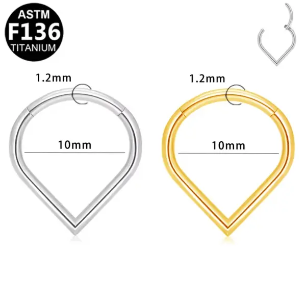 Wholesale 1 Piece Nose Rings & Studs Elegant Simple Style Water Droplets Pure Titanium Alloy Zircon Vacuum Plating 14K Gold Plated White Ear Cartilage