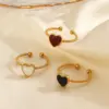 Wholesale Ion Plating (IP) 18K Gold Plated Heart Shape 304 Stainless Steel Simple Style Waterproof Non Tarnish Open Rings