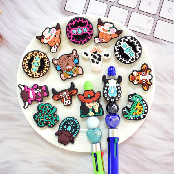 Wholesale Denim series soft rubber ballpoint pen beads