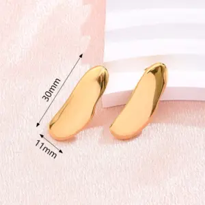 Irregular Glossy Earrings (Gold) / 30x11mm (Needle Thickness: 0.5mm) / 1 Pair/Package