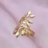 Wholesale PVD Coated Real Gold Plated 18K Gold Leaf 304 Stainless Steel Elegant Simple Style Waterproof Non Tarnish Open Rings