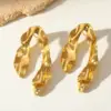 Fashionable Geometric Asymmetrical 18K Gold Plated Stainless Steel Pendant Earrings Elegant Cute Women's Jewelry Accessory